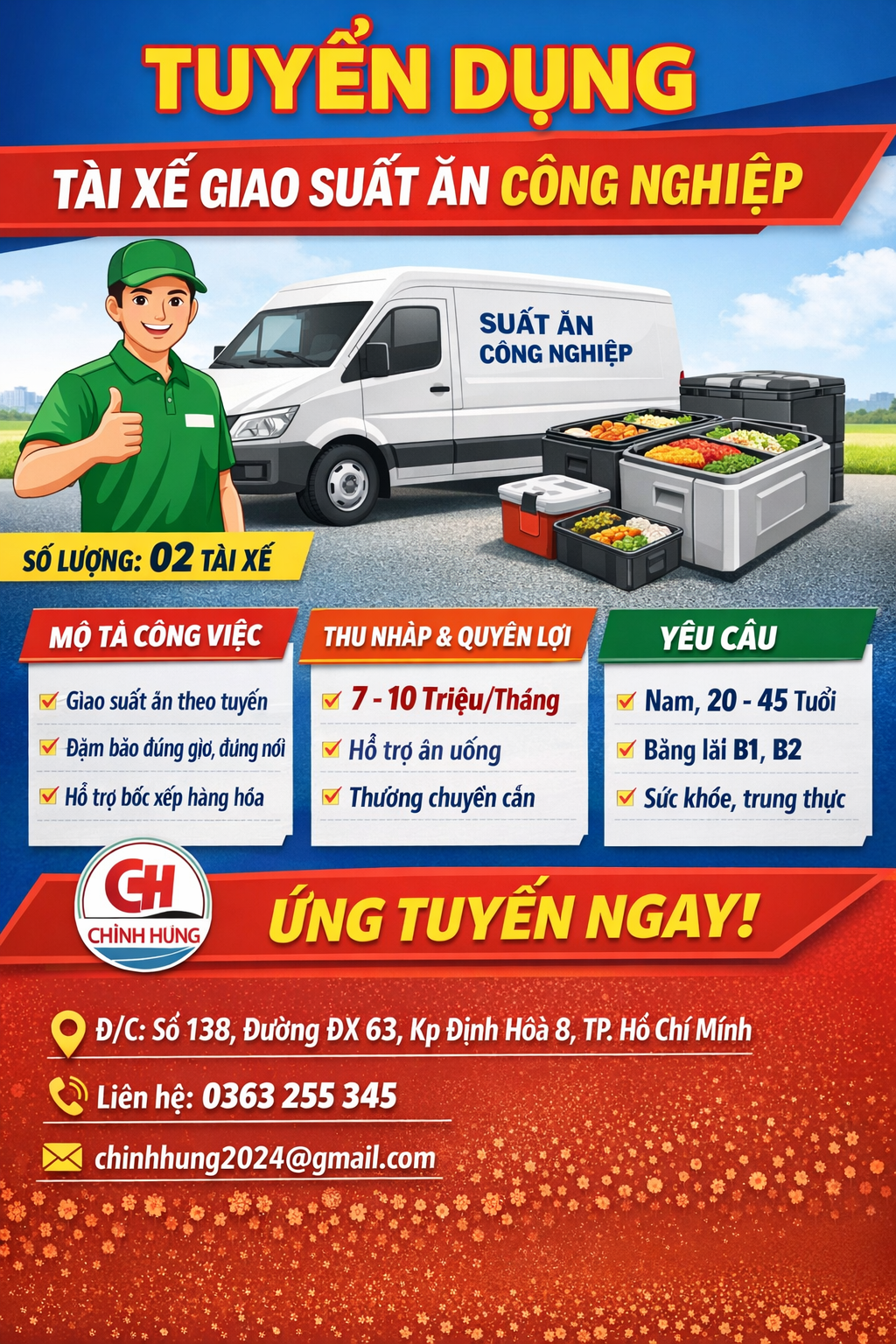 Tuyển tài xế - công ty Chính Hưng