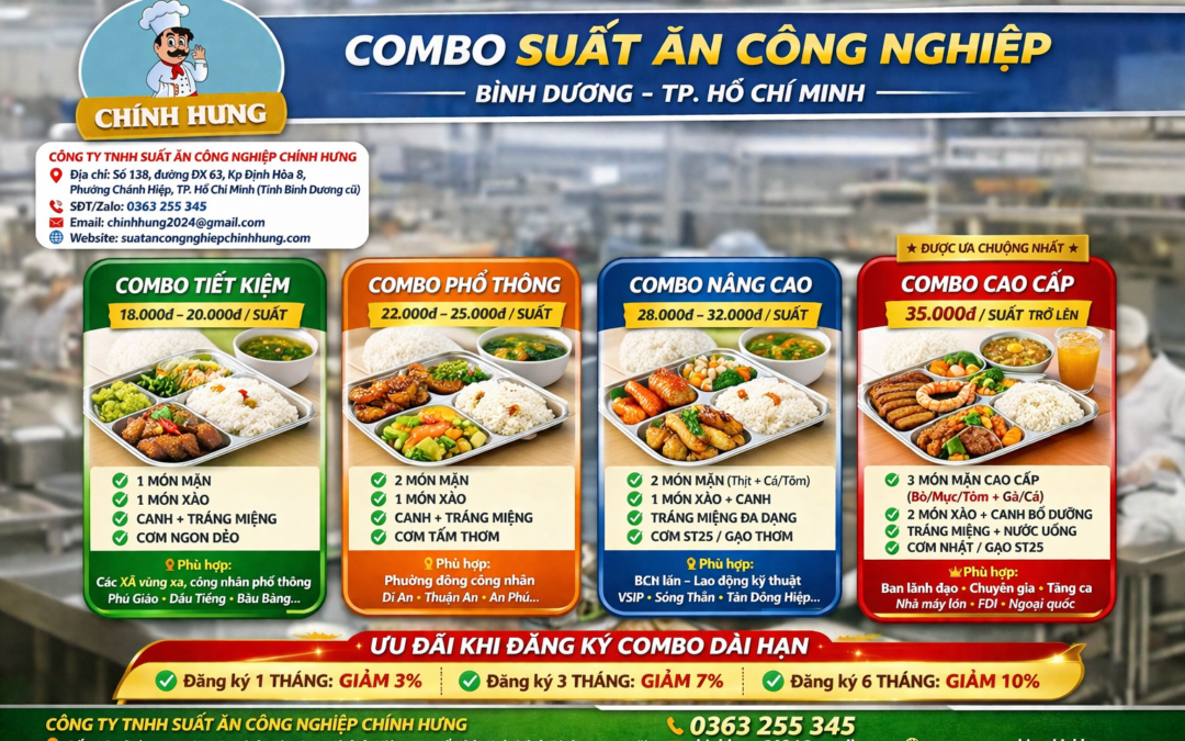BẢNG GIÁ SUẤT ĂN CÔNG NGHIỆP CHI TIẾT 2026